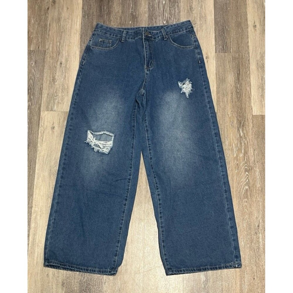 Amazon Wide Leg Distressed Denim women’s XL Inseam 30”